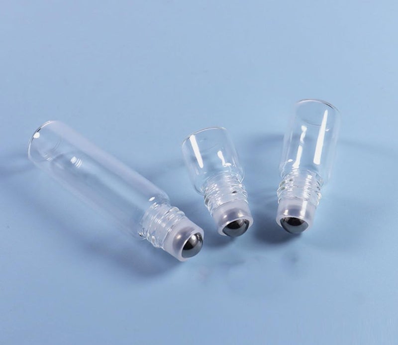 ZbFwmx 20 Pack Set 1ML Mini Sample Roll Glass Bottles for Essential Oils Roller Refillable Perfume Roll Bottle (Pure-Sliver) - Image 5